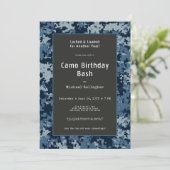 Soldat Blue Camouflage Birthday Einladung (Stehend Vorderseite)