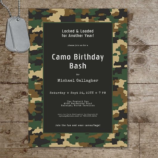 Soldat Camouflage Geburtstag Einladung