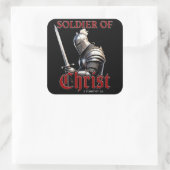 Soldat Christi 2 Timothy 2:3 Christliche Bibel Quadratischer Aufkleber (Tasche)