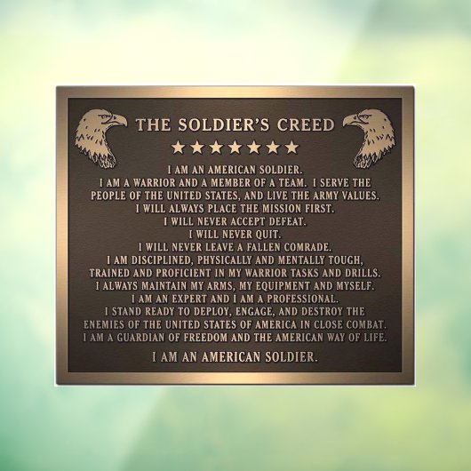 Soldat-Credo Fensteraufkleber (Blatt 3)