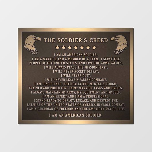 Soldat-Credo Fensteraufkleber (Blatt)