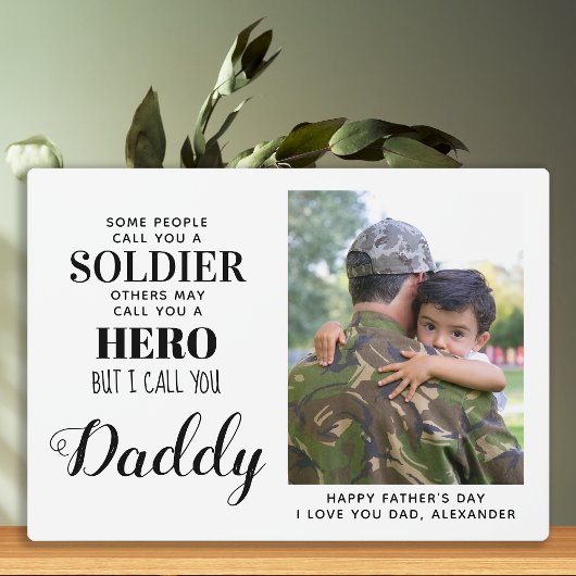 Soldat der Armee Hero Daddy Army Fathers Day Foto Fotoplatte