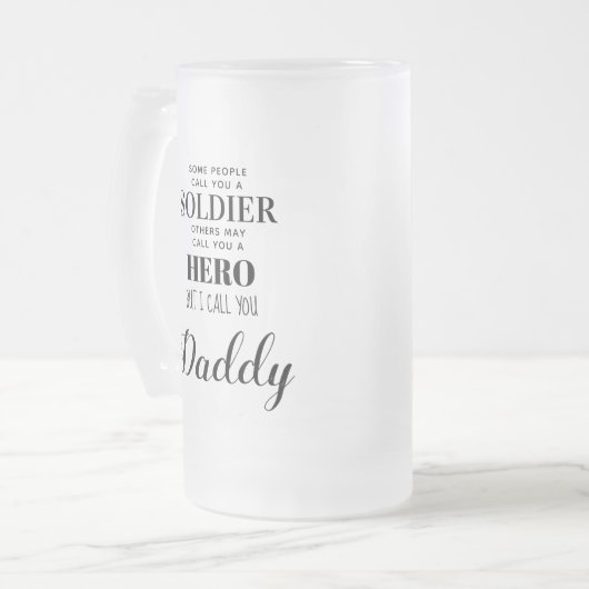 Soldat des Militärs Hero Daddy Vathers Day Foto Mattglas Bierglas (Vorderseite Links)
