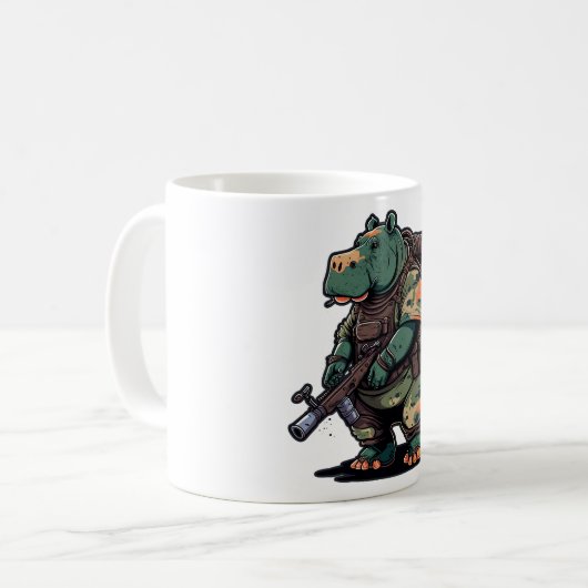 Soldat Hippo Military Hippopotamus Kaffeetasse (Vorderseite Links)