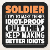 Soldat ich versuche, Dinge Lustige Sprüche Soldat Rechteckiger Pappuntersetzer (Vorderseite)