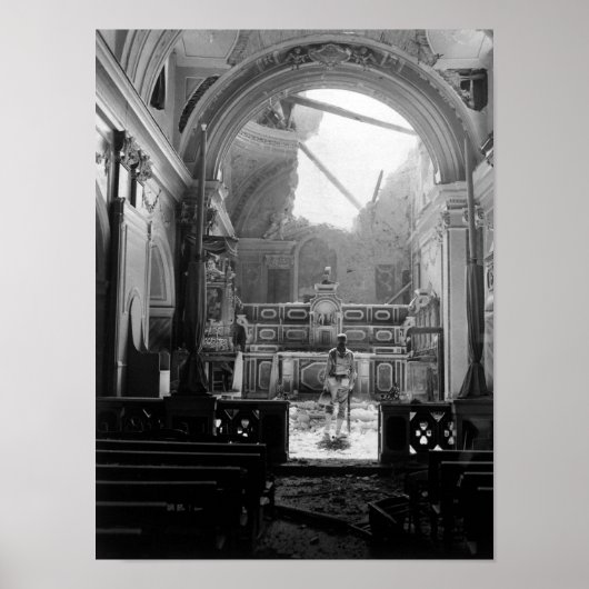 Soldat in bombed out Church - Italien - 1944 Poster (Vorne)