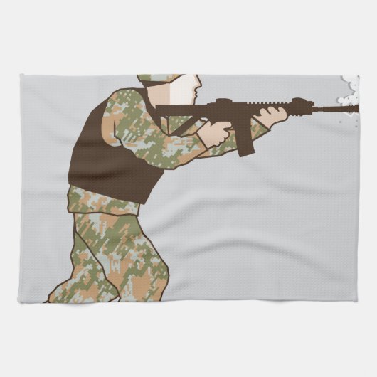 Soldat in der Aktion Geschirrtuch (Horizontal)