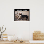 Soldat in Fatigues mit seinem Militärhund Poster (Küche)