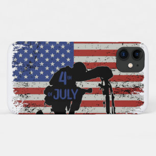 Soldat knetet Silhouette und amerikanische Flagge Case-Mate iPhone Hülle