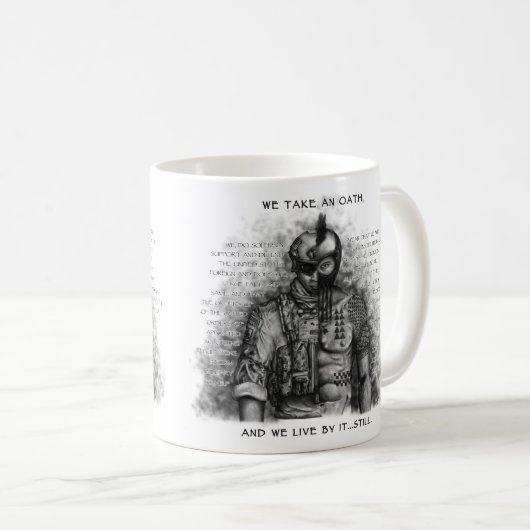 Soldat-Krieger - Eid fertigen Hintergrund-Farbe Kaffeetasse (VorderseiteRechts)