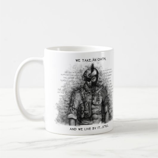 Soldat-Krieger - Eid fertigen Hintergrund-Farbe Kaffeetasse (Links)
