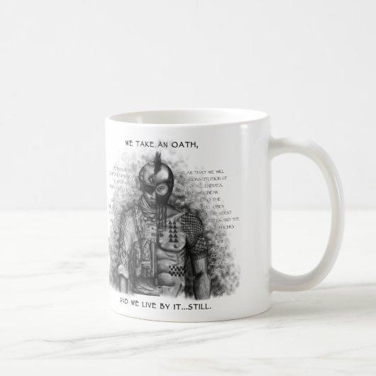 Soldat-Krieger - Eid fertigen Hintergrund-Farbe Kaffeetasse (Rechts)