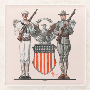 Soldat, Matrose und US-Schild Glasuntersetzer