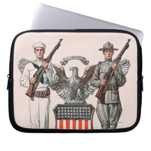 Soldat, Matrose und US-Schild Laptopschutzhülle