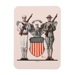 Soldat, Matrose und US-Schild Magnet