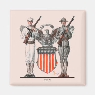 Soldat, Matrose und US-Schild Magnet
