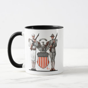 Soldat, Matrose und US-Schild Tasse