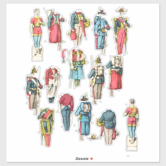 Soldat Miniatur-Papierpuppe-Set Aufkleber (Blatt)
