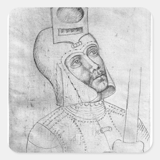 Soldat mit gesichttem Helm Quadratischer Aufkleber (Vorderseite)