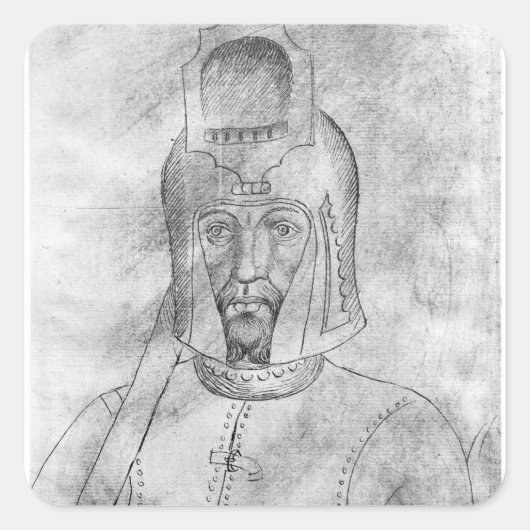 Soldat mit gesichttem Helm Quadratischer Aufkleber (Vorderseite)