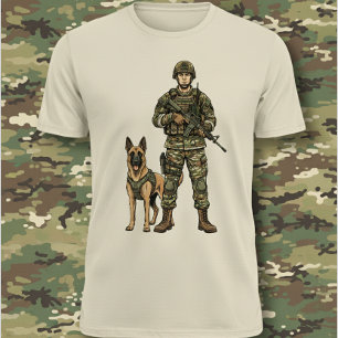Soldat mit Militärhund T-Shirt
