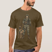 Soldat mit Militärhund T-Shirt (Vorderseite)