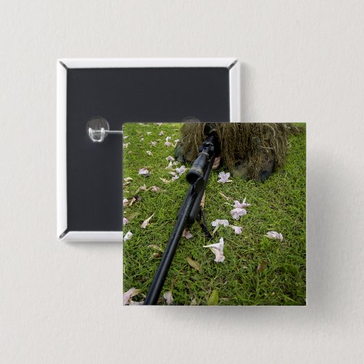 Soldat praktiziert Scharfmachertaktik Button (Vorne & Hinten)