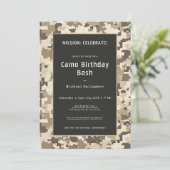 Soldat Sand Digital Camouflage Geburtstag Einladung (Stehend Vorderseite)