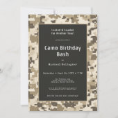 Soldat Sand Digital Camouflage Geburtstag Einladung (Vorderseite)