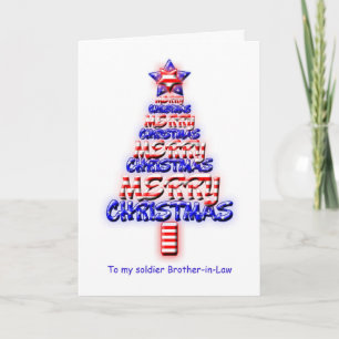 Soldat, Schwager, patriotischer Weihnachtsbaum Feiertagskarte