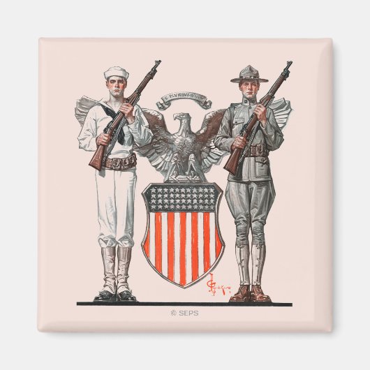 Soldat, Seeleute und US-Schild Magnet (Vorne)