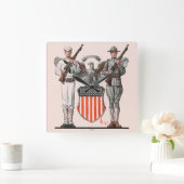 Soldat, Seeleute und US-Schild Quadratische Wanduhr (Zuhause)