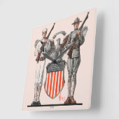 Soldat, Seeleute und US-Schild Quadratische Wanduhr (Winkel)