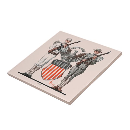 Soldat, Seemann und US-Schild Fliese (Seite)