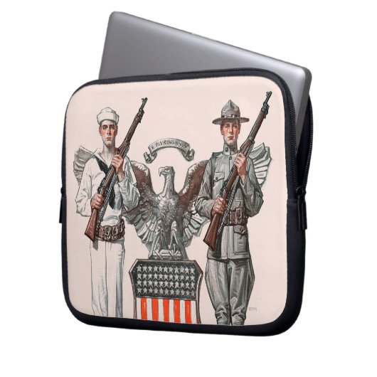 Soldat, Seemann und US-Schild Laptopschutzhülle (Vorderseite Links)