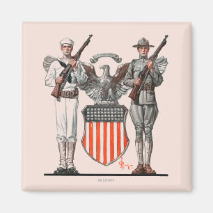 Soldat, Seemann und US-Schild Magnet