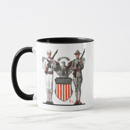 Soldat, Seemann und US-Schild Tasse (Links)