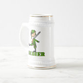 Soldat-Stickfigur Bierglas (Vorderseite Links)
