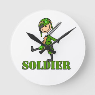 Soldat-Stickfigur Runde Wanduhr