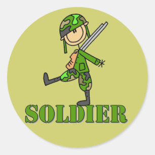 Soldat-Stickfigur Runder Aufkleber