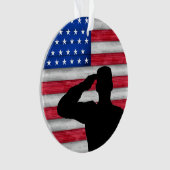 Soldat und amerikanische Flagge - Anerkennung Ornament (Vorderseite)