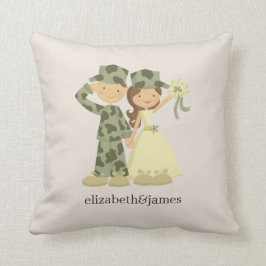 Soldat und Braut Hochzeitskissen Kissen