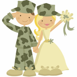 Soldat und Braut Hochzeitstorte Freistehende Fotoskulptur