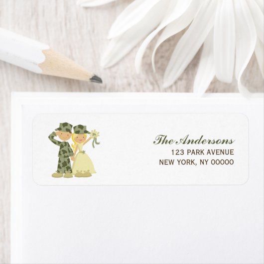 Soldat und Bride Wedding Address Return Labels (Insitu)