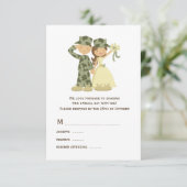 Soldat und Bride Wedding RSVP Cards Karte (Stehend Vorderseite)