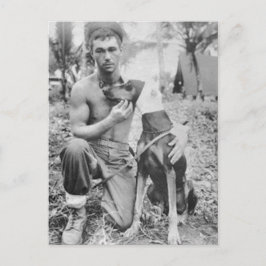 Soldat und Hund Postkarte