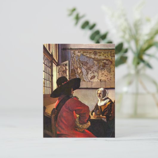 Soldat und Mädchen, die von Johannes Vermeer läche Postkarte (Stehend Vorderseite)