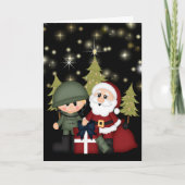 Soldat und Weihnachtsmann Feiertagskarte (Vorderseite)