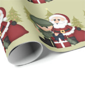 Soldat und Weihnachtsmann Weihnachten Geschenkpapier (Rolleneckpunkt)