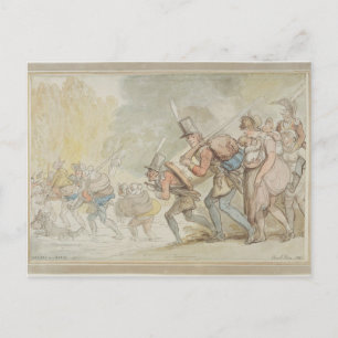 Soldaten auf einem März, 1805 (Stift & Tinte und W Postkarte